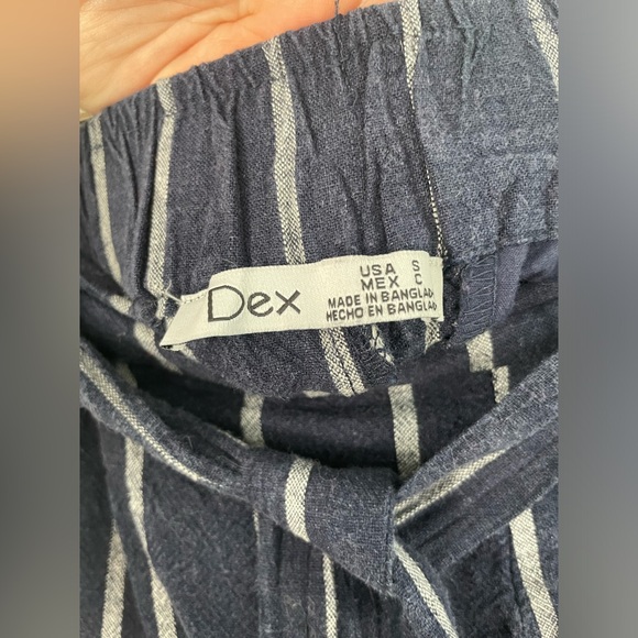 Blue and Grey Striped Shorts with Tie - Picture 3 of 3